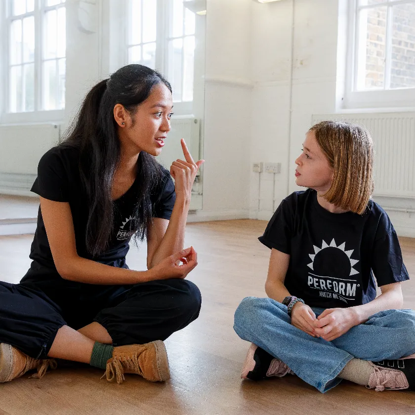 Child acting in drama class